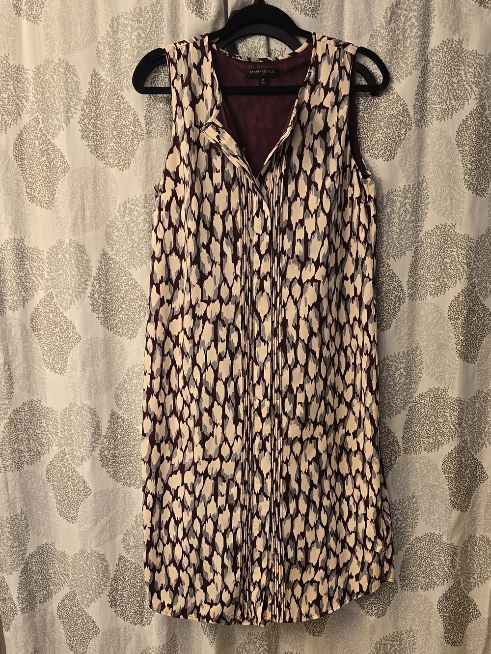 Banana Republic Burgundy and Cream Printed Dress